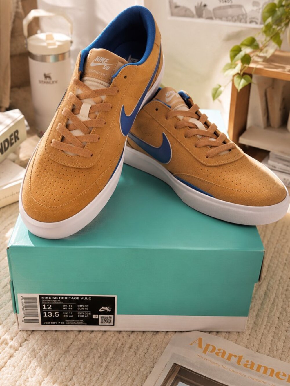 Nike SB Heritage Vulc Flax Team Royal Tan Blue CD5010-200 Mens 12 Skate Shoes
